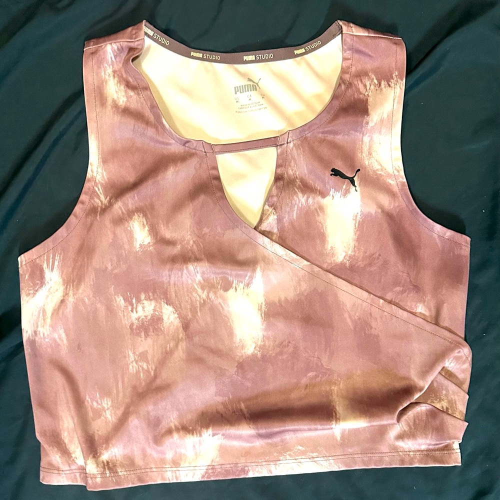 Puma, studio, medium size crop top pink print never worn super soft